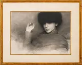 The Fur Hat by Jeremy Lipking, 2002, Charcoal on Paper, sold Oct 2024