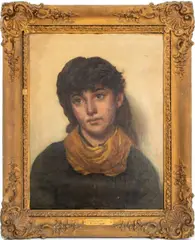 Thoughts by Edwin Harris, 1800s, Oil on Canvas, sold Oct 2024
