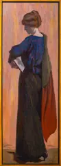 Portrait in Dull Red by Allen Tucker, 1919, Oil on Panel, sold Oct 2024