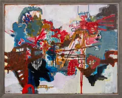 Abstract Composition by Lea Nikel, 1956, Oil on Canvas, sold Nov 2024