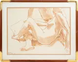 Nude Couple by Philip Pearlstein, 1966, Ink Wash on Paper, sold Nov 2024