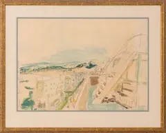 Tel Aviv Coast by Joseph Zaritsky, 1942, Watercolor on Paper, sold Nov 2024