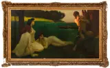Satyr and Nymphs by Auguste Louis Leymarie, 1909, Oil on Canvas, sold Nov 2024