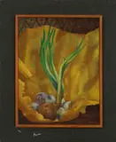 Still Life with Onions and Shallots by Charles Blum, 1950, Oil on Masonite, sold Nov 2024