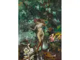 Leda mit dem Schwan by Julius Seyler, oil on board, sold Dec 2018