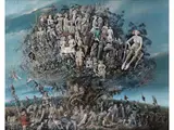 Ohne Titel (männer und Frauen) by Monogrammist des 20. Jahrhunderts, oil on canvas, sold Jun 2023