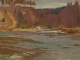 Der Badeplatz Plättli an der Sitter by Carl senior Liner, oil on canvas, offered Sep 2019