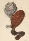Sitzender Kater", 1950 by Otto Tschumi, oil, sold Sep 2019