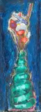 Blumenstillleben in grüner Vase vor blauem Grund by Gottlieb Kurfiss, oil on canvas, offered Sep 2019