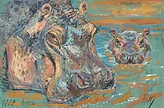 Maternité", 1970 by Fritz Hug, oil on canvas, sold Sep 2019