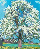 De gross Birebaum im Bluescht", 1988/89 by Karl Landolt, oil on canvas, sold Sep 2019