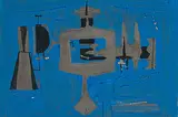 Blaue Komposition by Eugen Häfelfinger, mixed media, sold Sep 2019