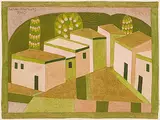 Häuser by Willi Hartung, 1965, watercolor, offered Sep 2019