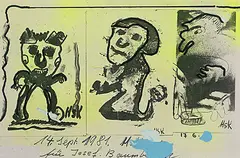 Selbstbild mit Frau als Geschenk by Hans Krüsi, 1981, mixed media, sold Sep 2019