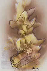 Kuhphantasie by Hans Krüsi, mixed media, offered Sep 2019