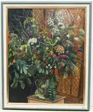 Grosser Herbstblumenstrauss, 1948 by Hermann Huber, oil on canvas, sold Sep 2019