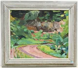 Waldweg mit Bach, 1919 by Reinhold Kündig, oil on canvas, sold Sep 2019