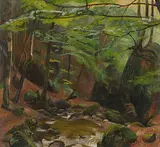 Das Mühlebachtobel bei Hirzel, 1923 by Reinhold Kündig, oil on canvas, offered Sep 2019