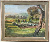Sommerliche Hirzellandschaft mit Gemüsegarten by Reinhold Kündig, oil on canvas, offered Sep 2019