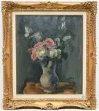Vase de roses", 1951 by Adolphe Milich, oil on canvas, sold Sep 2019