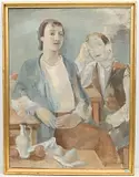 Studie eines jungen Paares, 1928 by Heinrich Müller, oil on canvas, sold Sep 2019