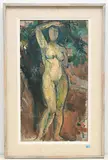 Stehender Akt mit Apfel, 1962 by Otto Wyler, oil, offered Sep 2019