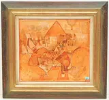 Häuser in Braun by Hans Rudolf Strupler, mixed media, sold Sep 2019