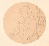Stickendes Mädchen by Albert Anker, pencil, sold Jun 2019