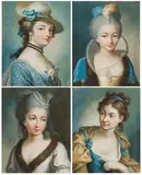 Vier Portraits junger Damen als Allegorien der Jahreszeiten (?) by Frankreich, 2.Hälfte 18.Jh., pastel, offered Jun 2019