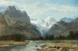 Lauterbrunnental mit Sicht auf das Breithorn by Franz Richard Unterberger, oil on canvas, offered Jun 2019