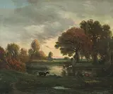 Landschaft in der Corrèze mit Kühen by Jules Dupré, oil on canvas, sold Jun 2019