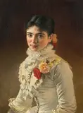 Portrait einer jungen Dame, wohl aus der Familie von Sergej und Mariya Mouromtsev-Klimentova by Russland, um 1882, oil on canvas, offered Jun 2019
