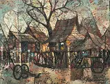 Ansicht eines thailändischen Dorfes by Kid Kosolawat, oil on canvas, sold Jun 2019