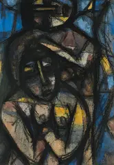 Paar by Max Ackermann, 1959, pastel, offered Jun 2019