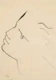 Profile by Jean Cocteau, 1951, ink, sold Jun 2019