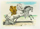 Cavalli sulla spiaggia by Giorgio de Chirico, 1970, color lithograph, offered Jun 2019