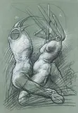 Paar by Franciszek Starowieyski, 1987, charcoal, sold Jun 2019
