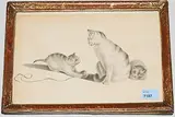 Spielende Katzen by Gottfried Mind, watercolor, sold Jun 2019