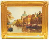 Amsterdamer Kanal mit der runden lutherischen Kirche by Gerardus Johannes Delfgaauw, oil on board, offered Jun 2019