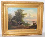 Erntezeit am See by Louis Derickx, 1870, oil on canvas, offered Jun 2019