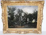 zugeschrieben Vieherde in lichtem Eichenwald by André Jolivard, oil on canvas, sold Jun 2019