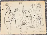 Arbeiter by Wilhelm Wieger, 1955, ink, offered Jun 2019