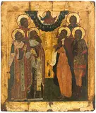 Russisch, 18.Jh by Grosse Heiligenikone, tempera, sold Jun 2019