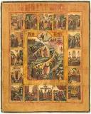 Russisch, um 1800 by Grosse Festtagsikone, tempera, sold Jun 2019