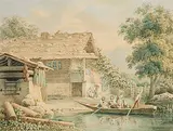 Uferlandschaft am Brienzersee, 1850 by Friedrich Wilhelm Moritz, watercolor, offered Jun 2019
