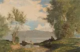 A l'embouchure de la Chamberonne", 1875 by François Bocion, oil on paper, sold Jun 2019