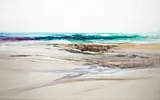 Peaceful Coastline by Dennis Nagatani, 1995, oil on canvas, sold May 2023