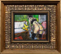 Untitled by Jae Dougall, oil on board, sold May 2023