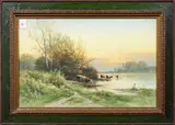 Pastoral Scene by Carl Philipp Weber, watercolor, sold May 2023