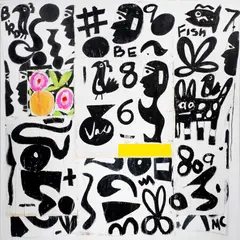 Untitled (Bird Be Fish) by Mark Cherry, 2022, mixed media on canvas, sold May 2023